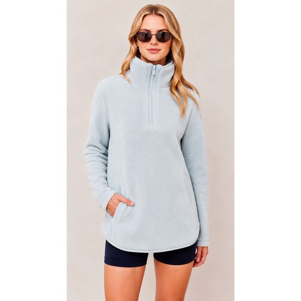 Dudley Stephens Laurel Powder Blue Fleece Half-Zip Pullover, Small $160 E21